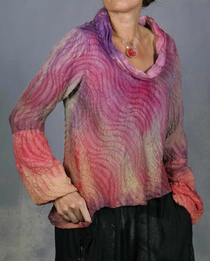 'cotton candy swirl' luxurious textured silk blouse