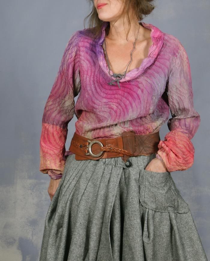 'cotton candy swirl' luxurious textured silk blouse