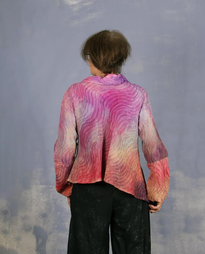 'cotton candy swirl' luxurious textured silk blouse