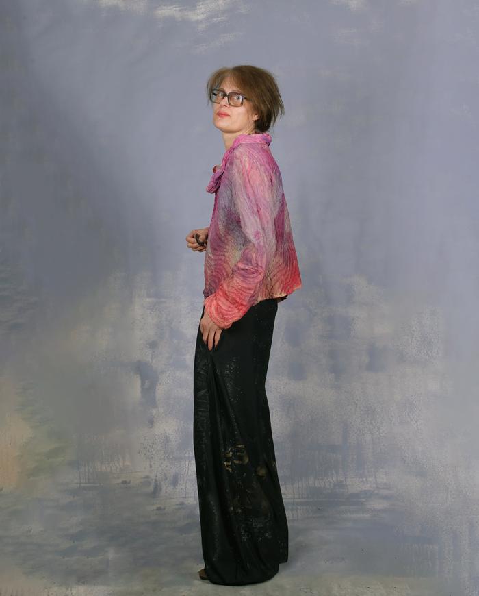 'cotton candy swirl' luxurious textured silk blouse