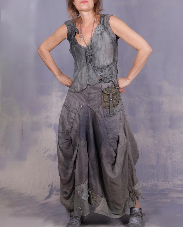 'billowy gray clouds' sculptural detailed maxi skirt