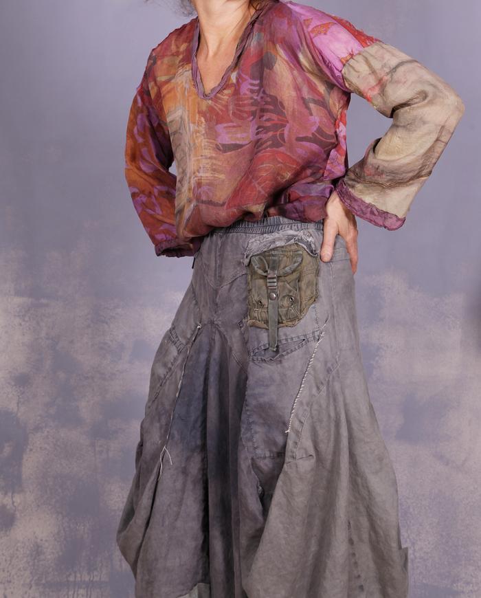 'billowy gray clouds' sculptural detailed maxi skirt