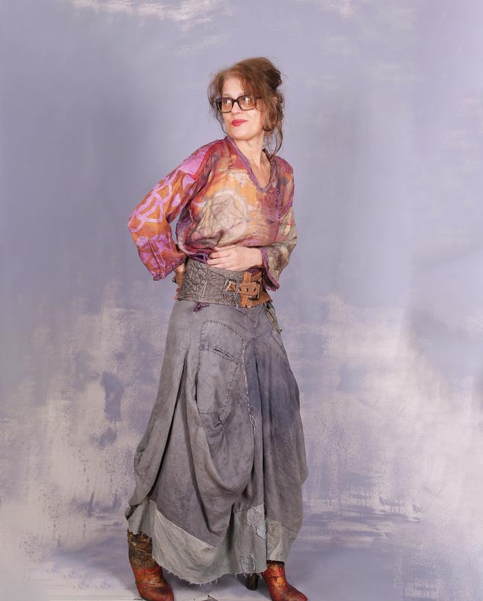 'billowy gray clouds' sculptural detailed maxi skirt