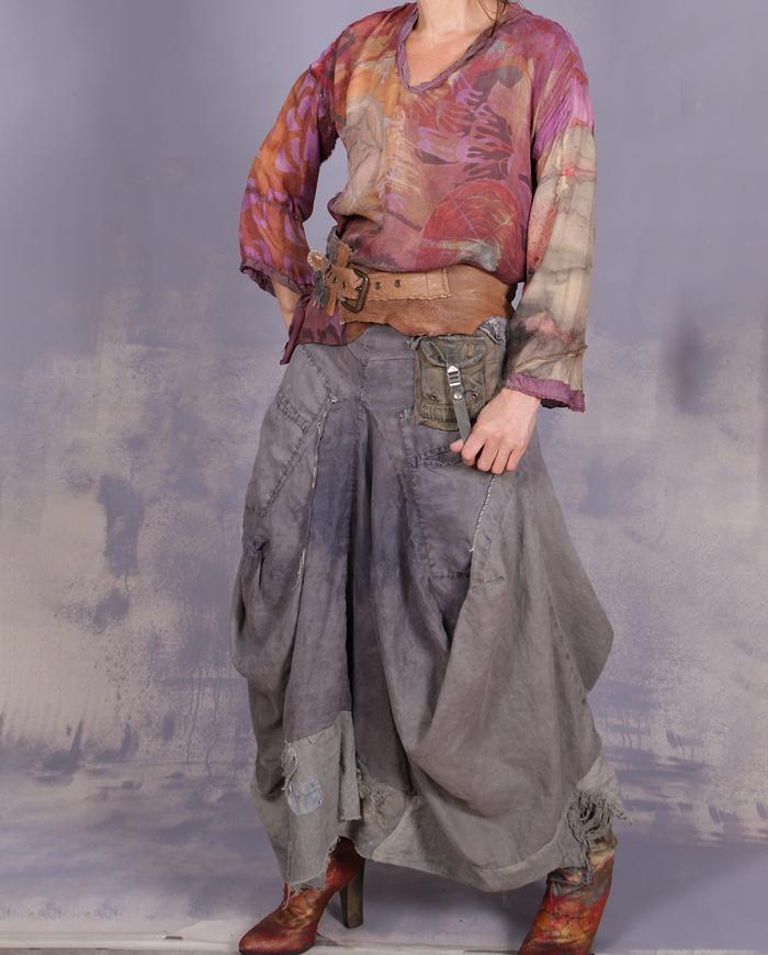 'billowy gray clouds' sculptural detailed maxi skirt