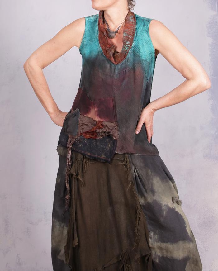 'burnished by the evening light' asymmetrical silk top