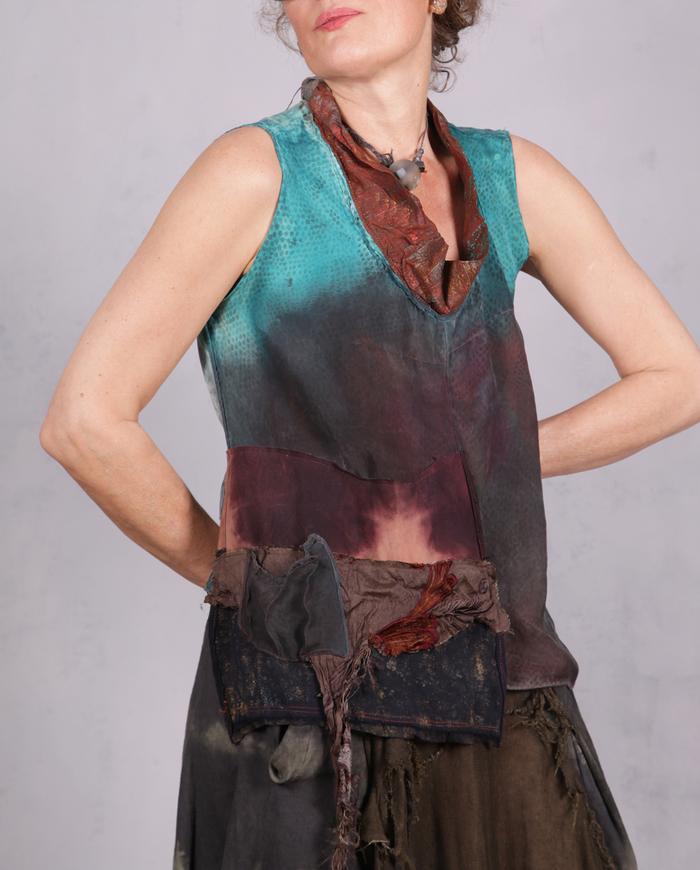 'burnished by the evening light' asymmetrical silk top