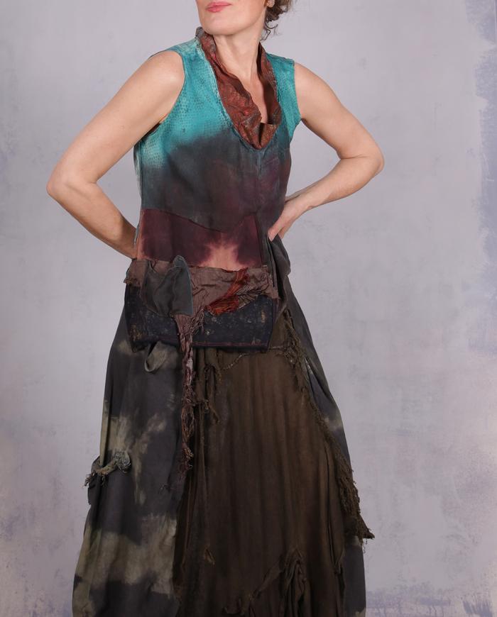 'burnished by the evening light' asymmetrical silk top