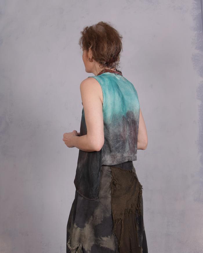 'burnished by the evening light' asymmetrical silk top