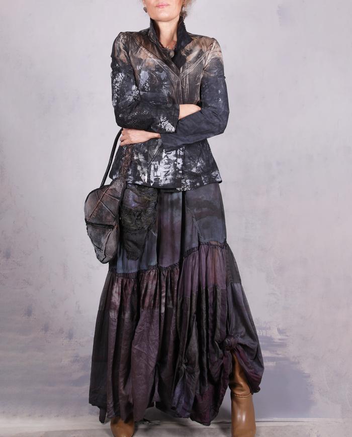 'no explanatory note' hand-painted A-line silk maxi dress