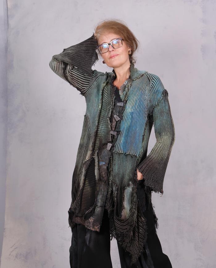 'edgy with a twist of fun' ultra-detailed signature knit cardigan