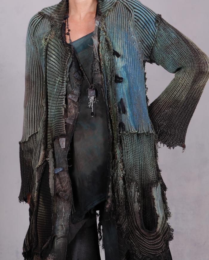 'edgy with a twist of fun' ultra-detailed signature knit cardigan