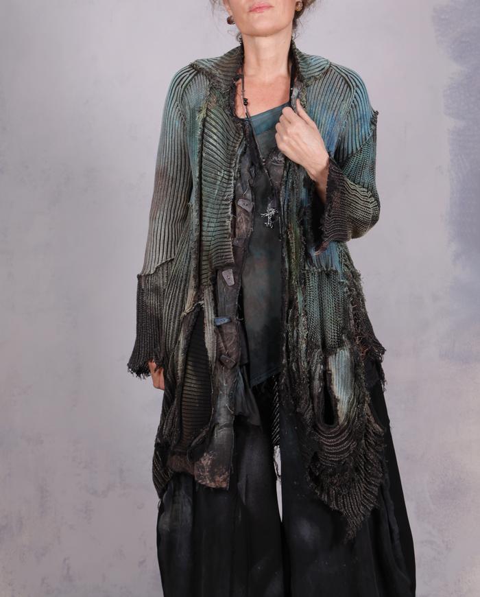 'edgy with a twist of fun' ultra-detailed signature knit cardigan