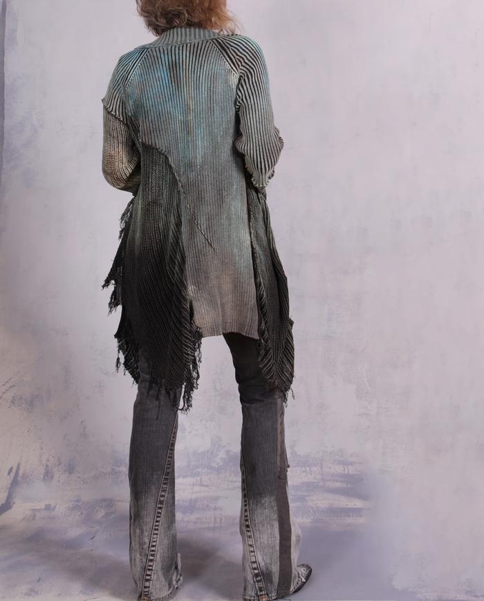 'edgy with a twist of fun' ultra-detailed signature knit cardigan