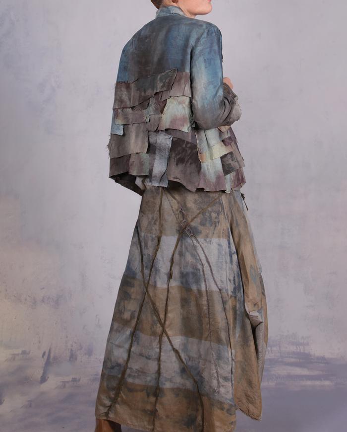 'branching out' detailed stonewashed silk dress with applique 