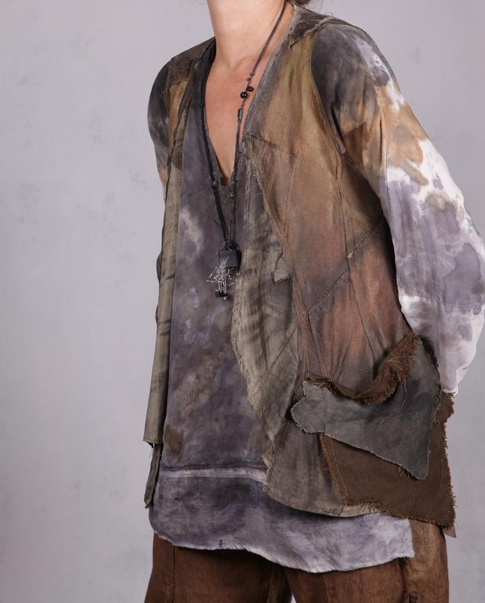 'and the leaves keep falling' fiber art layering vest