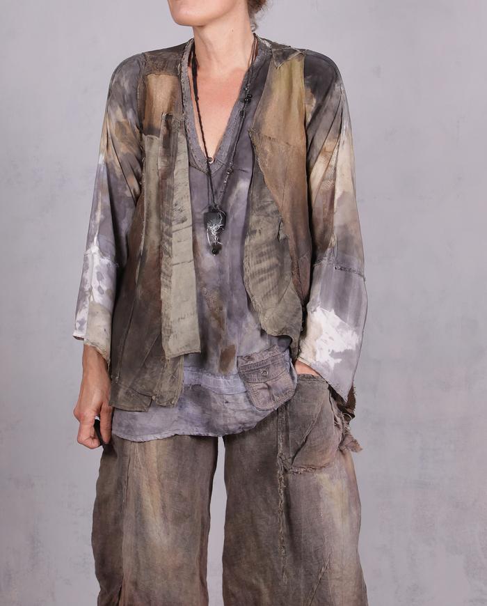 'and the leaves keep falling' fiber art layering vest