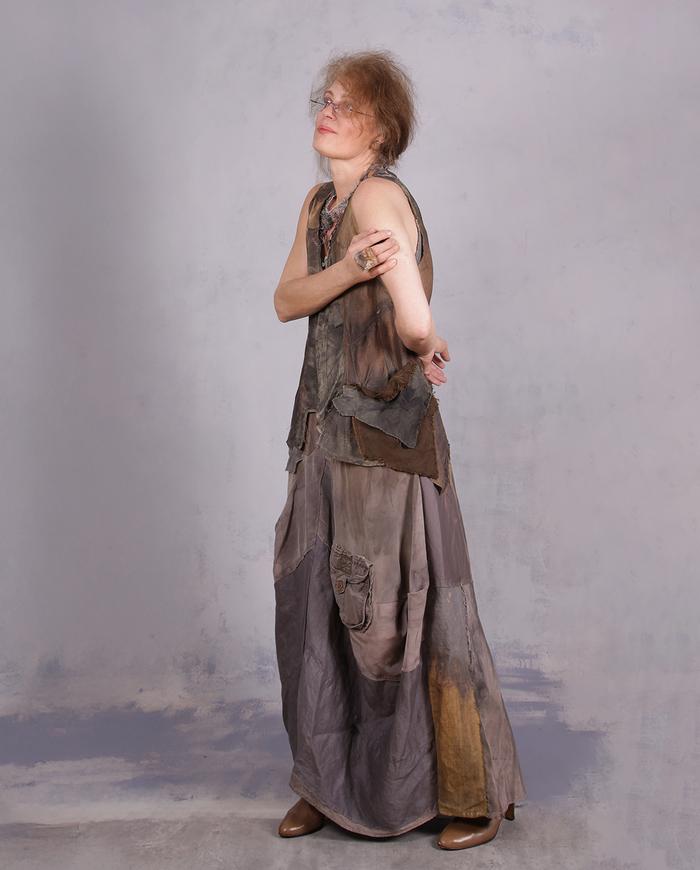 'and the leaves keep falling' fiber art layering vest