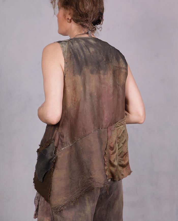 'and the leaves keep falling' fiber art layering vest