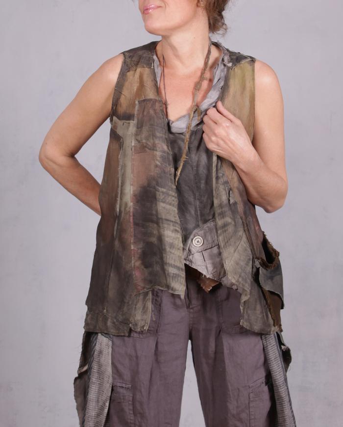 'and the leaves keep falling' fiber art layering vest