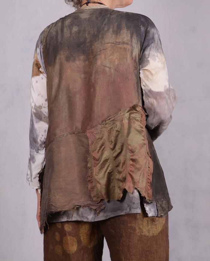'and the leaves keep falling' fiber art layering vest