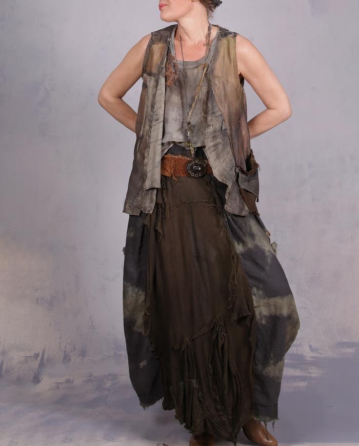 'and the leaves keep falling' fiber art layering vest