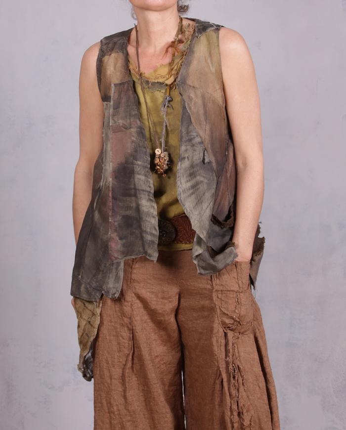 'and the leaves keep falling' fiber art layering vest