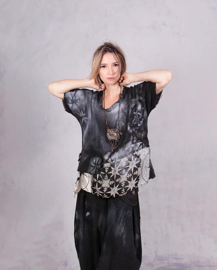 'and the story goes' mixed materials fiber art/copper necklace