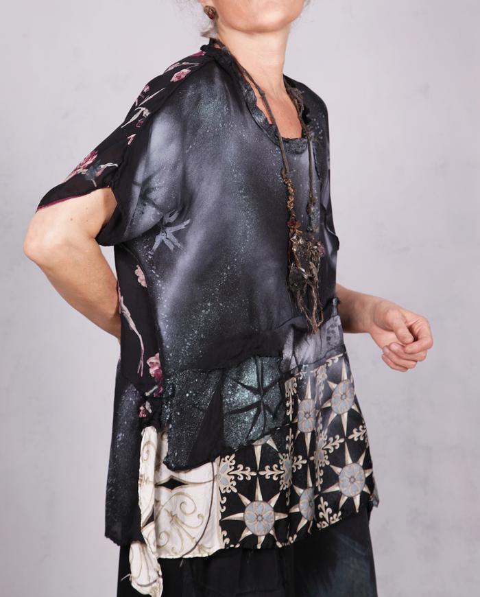 'and the story goes' mixed materials fiber art/copper necklace