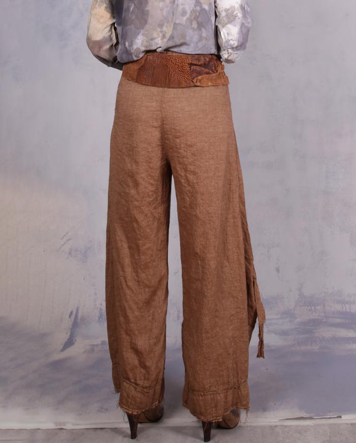 'with sculptural ease' lightweight detailed linen pants