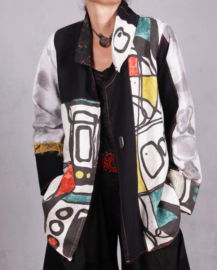 'melting Mondrian' modern art print canvas jacket