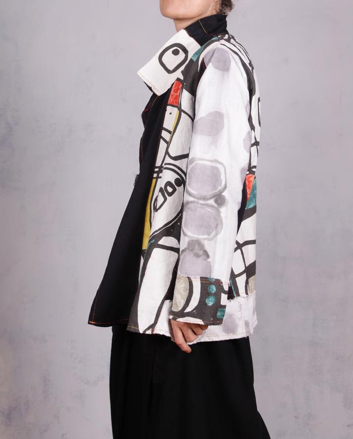 'melting Mondrian' modern art print canvas jacket