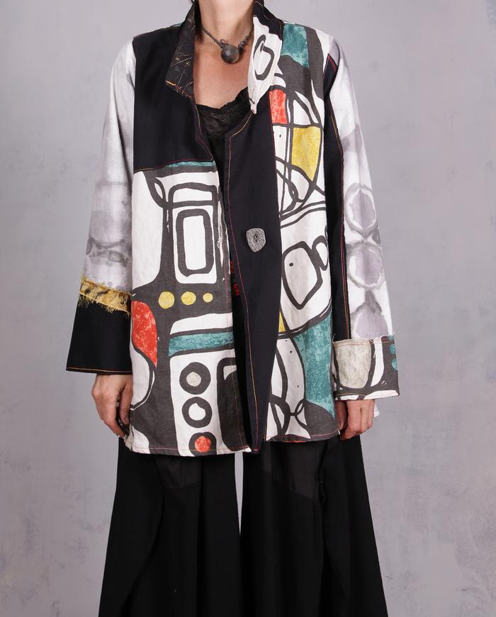 'melting Mondrian' modern art print canvas jacket