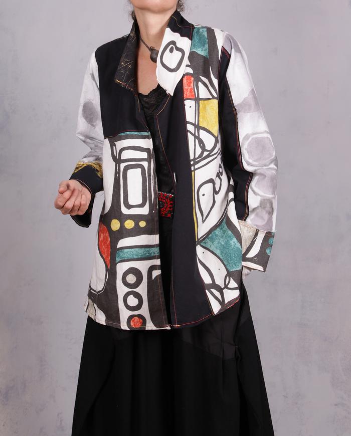 'melting Mondrian' modern art print canvas jacket