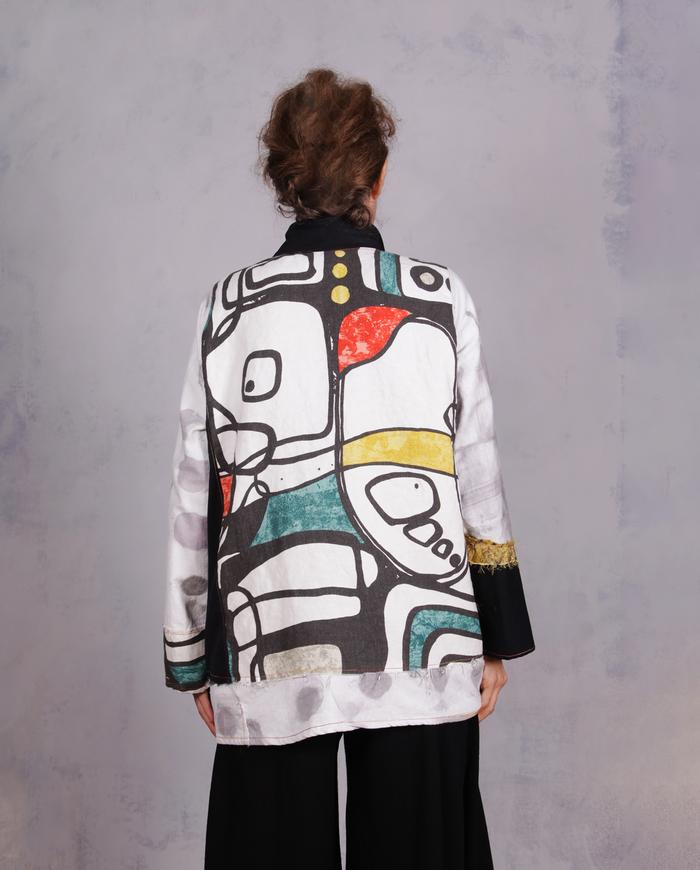 'melting Mondrian' modern art print canvas jacket