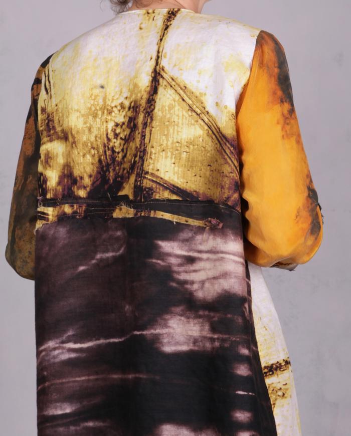 'stormy, rainy, sunny day' modern light linen and silk kaftan 