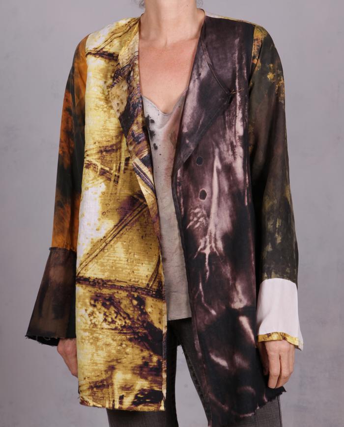 'stormy, rainy, sunny day' modern light linen and silk kaftan 