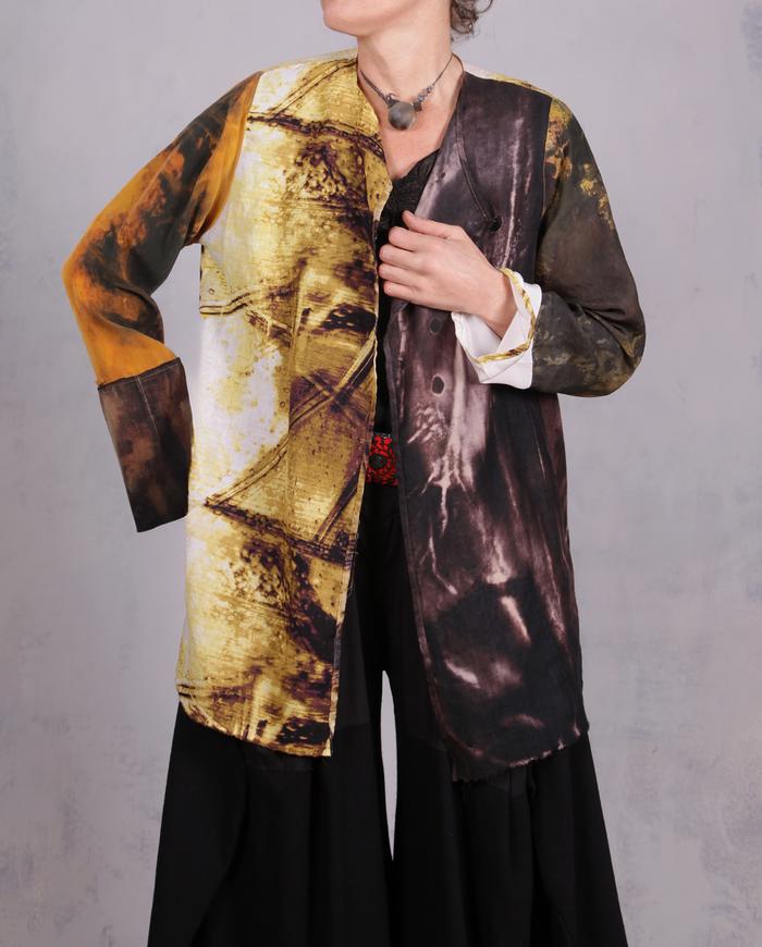 'stormy, rainy, sunny day' modern light linen and silk kaftan 