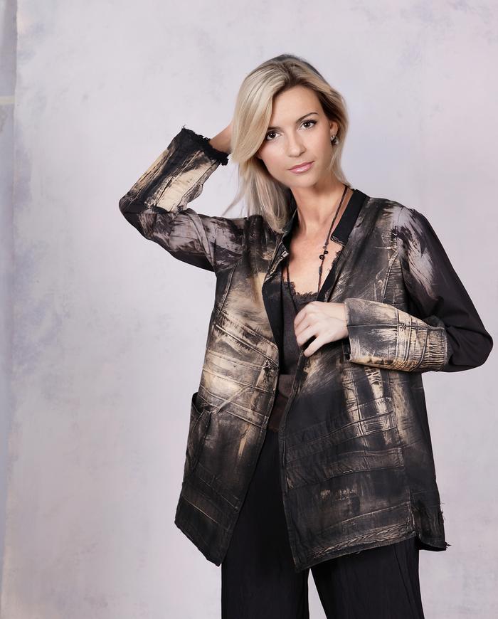 'through, across and over' artisanal distressed jacket