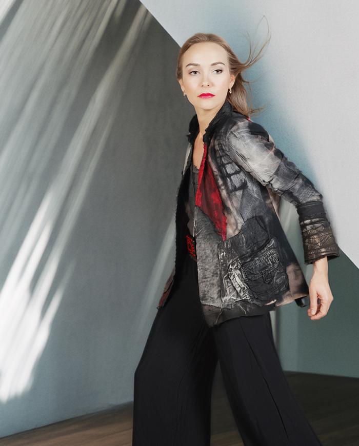 'city street art' detailed fitted jacket 