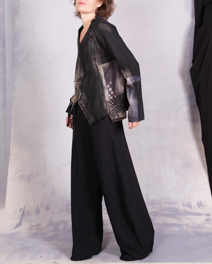 'always everywhere in every way' distressed liquid blouse