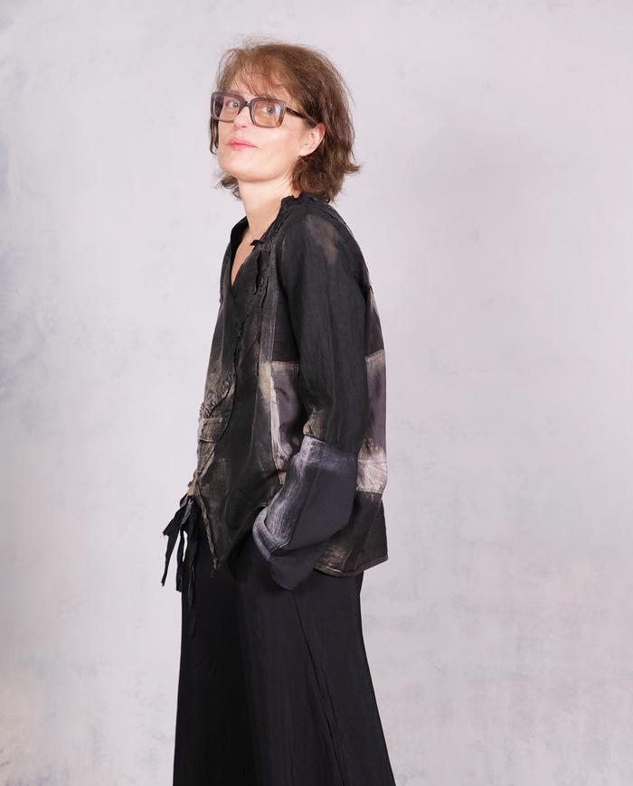 'always everywhere in every way' distressed liquid blouse