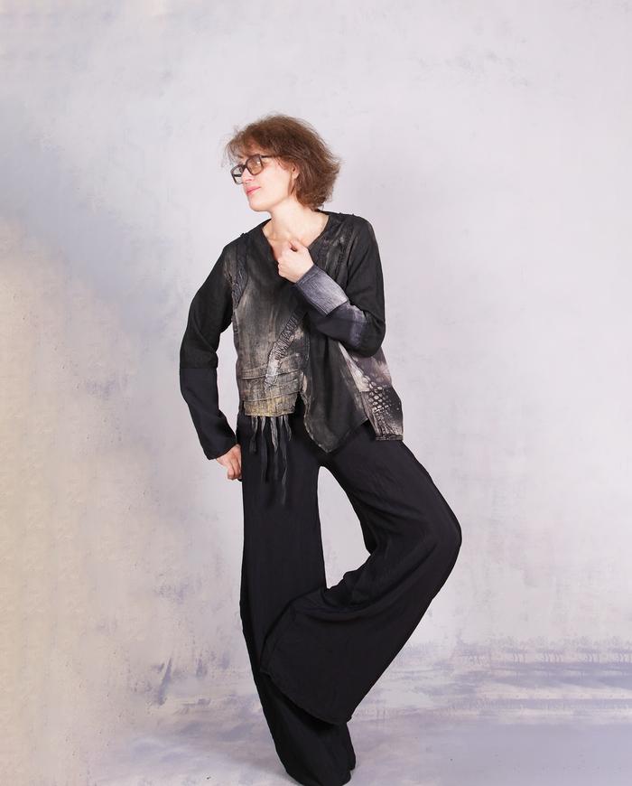 'always everywhere in every way' distressed liquid blouse