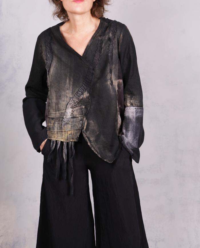 'always everywhere in every way' distressed liquid blouse