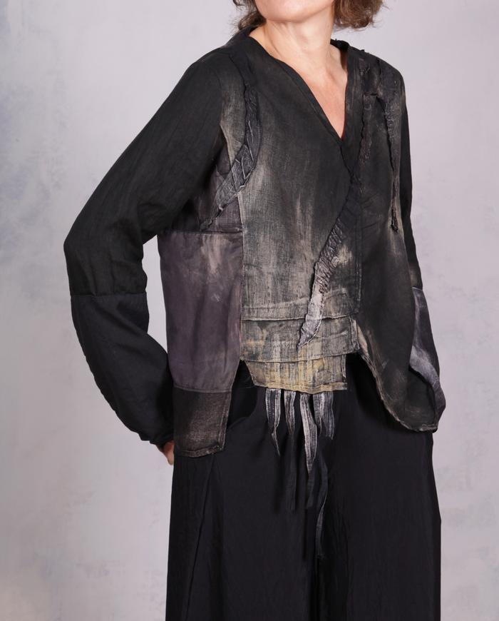 'always everywhere in every way' distressed liquid blouse