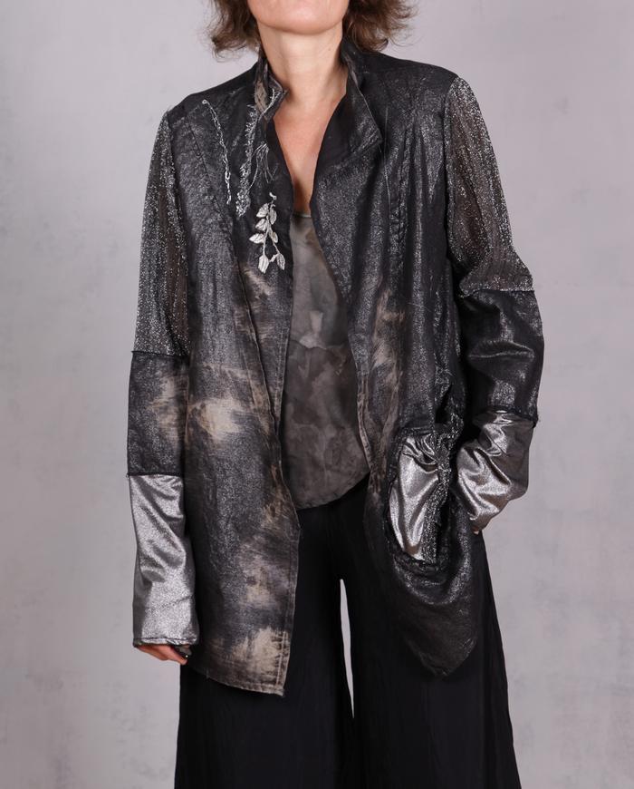 'you sparkle and you know it' liquid silver metallic art jacket