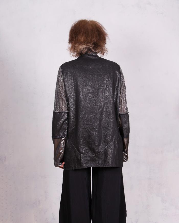 'you sparkle and you know it' liquid silver metallic art jacket
