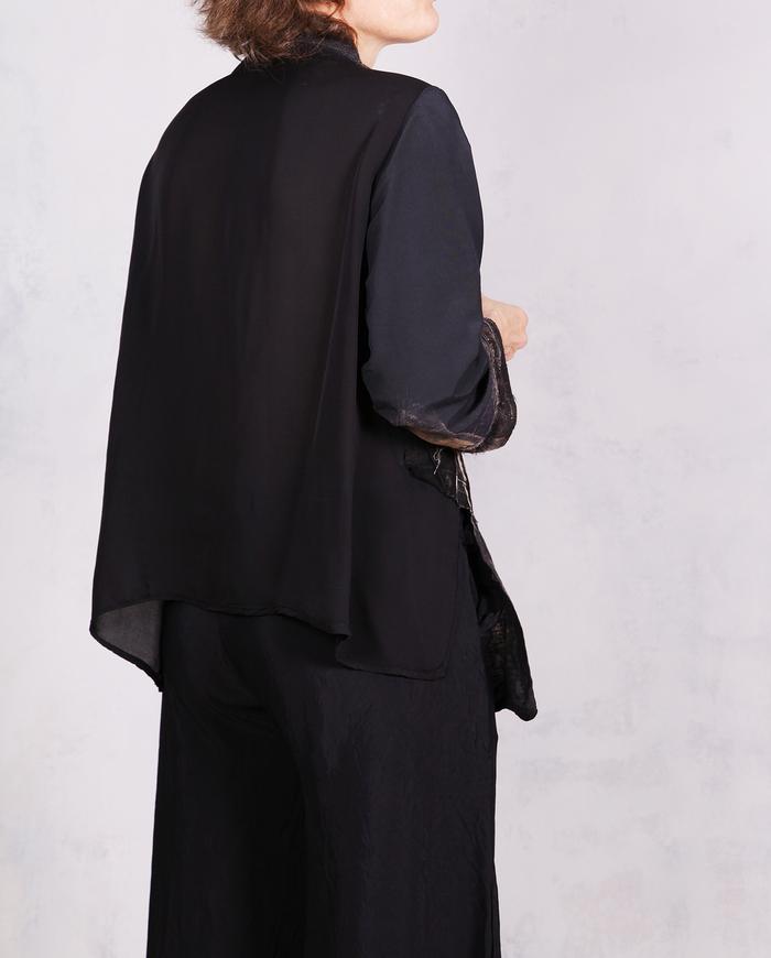 'just a touch of blue' asymmetrical distressed blouse