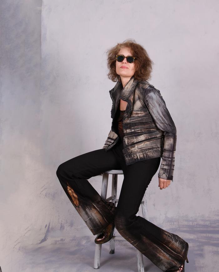 'short and groovy' detailed distressed art jacket