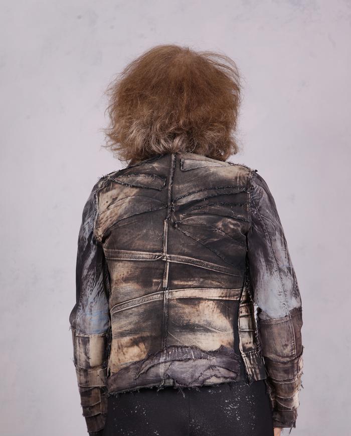 'short and groovy' detailed distressed art jacket