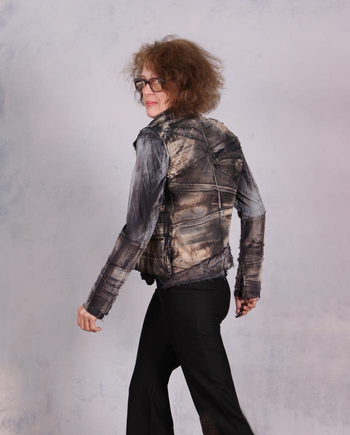 'short and groovy' detailed distressed art jacket